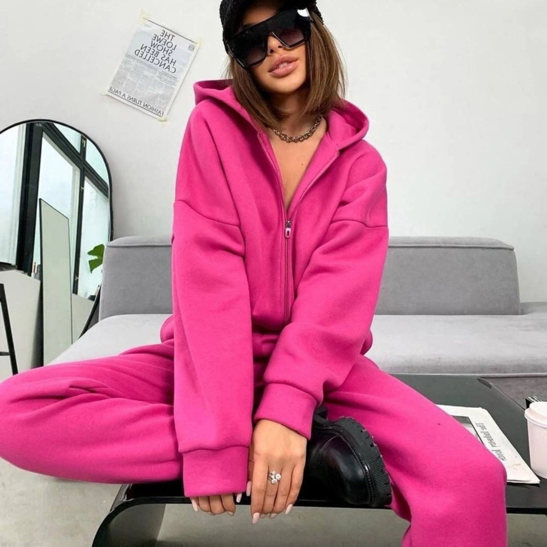 Damen nan weiches Reißverschluss-Hoodie und taillierte Komfort-Jogginghose Set mit innenliegendem Fleece Echo Archiv