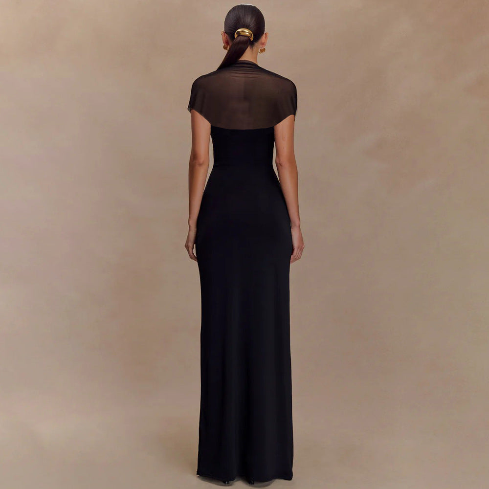 Damen elegantes Maxikleid mit schulterfreier Raffungen Echo Archiv
