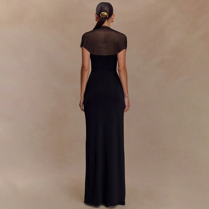 Damen elegantes Maxikleid mit schulterfreier Raffungen Echo Archiv