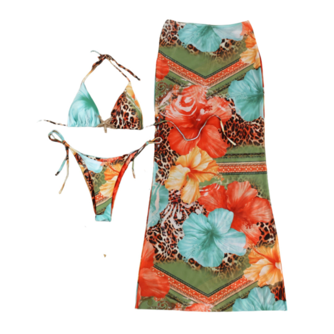 Damen Bikini-Set mit floralem Design und umschmeichelndem Cover-Up Echo Archiv
