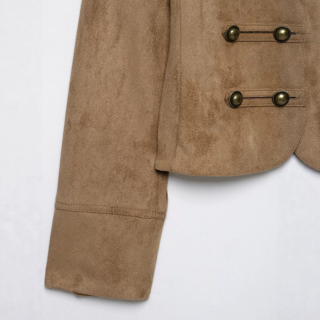 Damen Kavallerie-Bolero in Velourslederoptik mit dekorischer Knopfreihe Echo Archiv