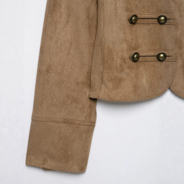 Damen Kavallerie-Bolero in Velourslederoptik mit dekorischer Knopfreihe Echo Archiv