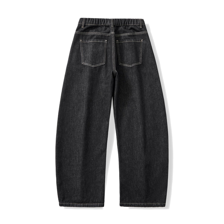 Damen Weite hochgeschnittene Cropped-Jeans aus Raw-Denim mit klassischem Taschen-Design Echoarchiv
