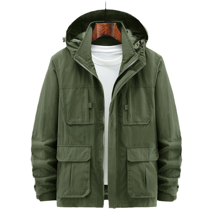 Herren Leichte Outdoor‑Fieldjacke mit Kapuze, vier aufgesetzten Taschen und verdecktem Reißverschluss Echo Archiv