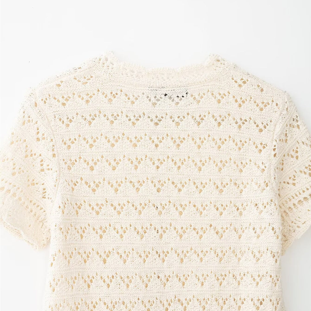 Damen feine Kurzarm-Bluse mit romantischem Spitzenmuster Echo Archiv