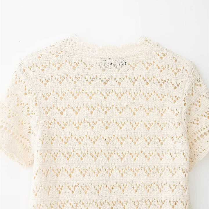 Damen feine Kurzarm-Bluse mit romantischem Spitzenmuster Echo Archiv