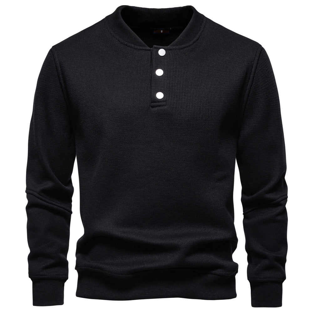 Herren Langarm-Pullover mit Knopfleiste und strukturiertem Gewebe Echoarchiv