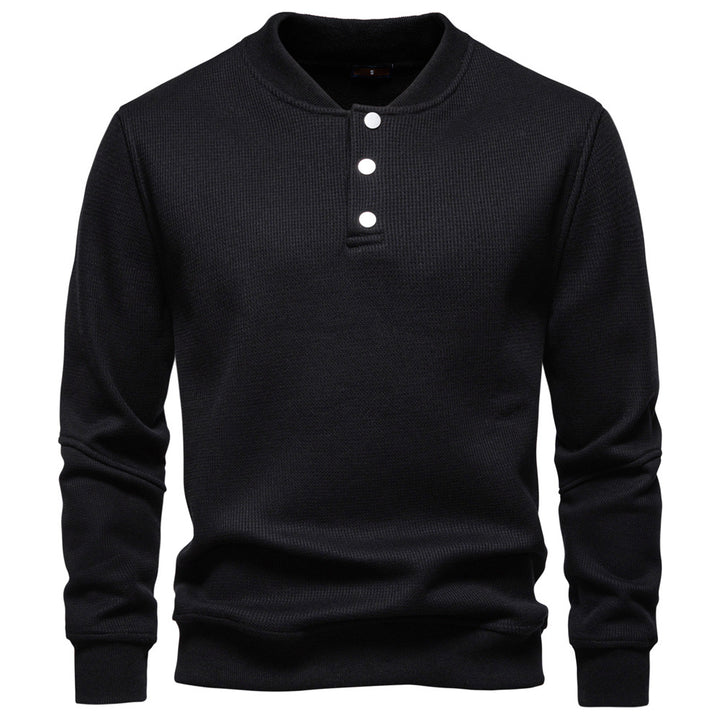 Herren Langarm-Pullover mit Knopfleiste und strukturiertem Gewebe Echoarchiv