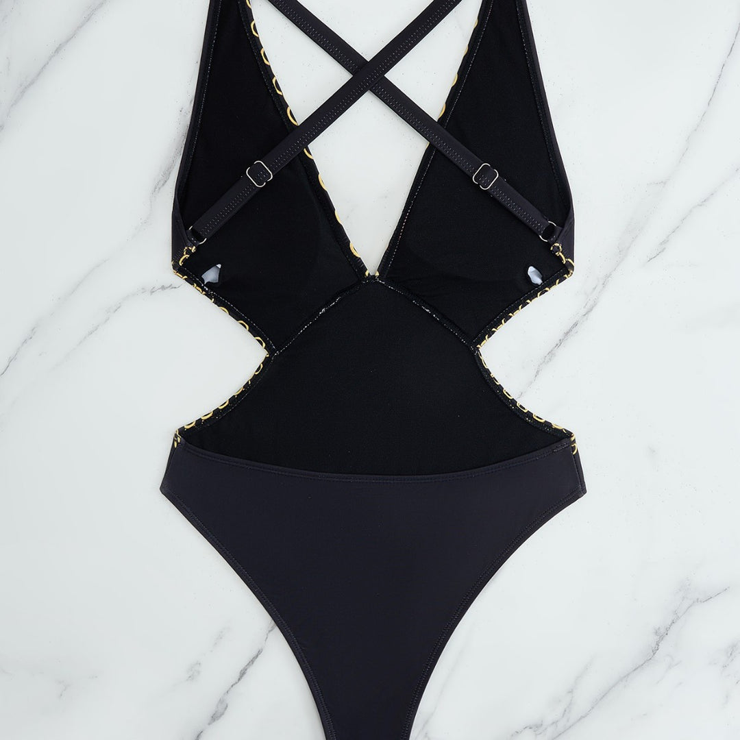 Damen Einteiler Badeanzug mit elegantem Muster und schimmernden Details Echo Archiv