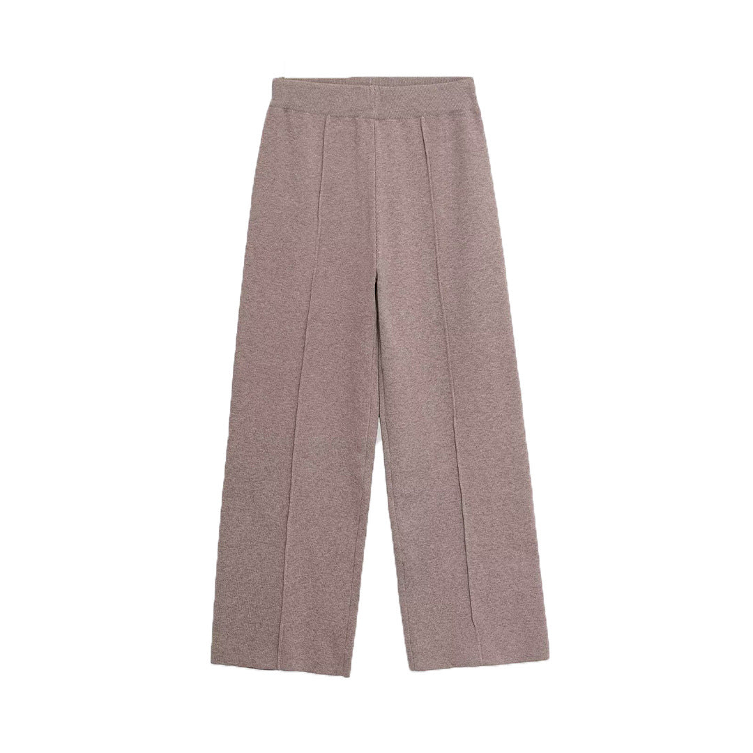 Damen Weite Strickhose mit hoher Taille, elastischem Bund und Teilungsnaht Echoarchiv