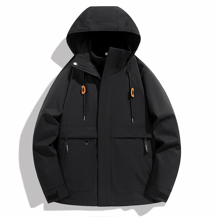 Herren wetterfeste Outdoor-Jacke mit verstellbarer Kapuze und praktischen Taschen Echoarchiv