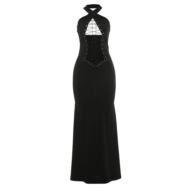 Damen Elegantes Maxi-Kleid mit raffiniertem Schnürungsdesign Echo Archiv