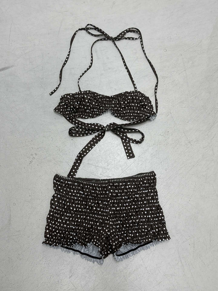 Damen Bandeau-Bikini Set mit Rüschung und verspieltem Punktdesign Echo Archiv