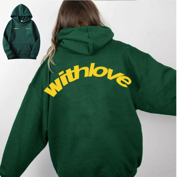 Unisex nan oversized Kapuzenpullover mit großflächigem Rückenprint, Kängurutasche und gerippten Bündchen Echo Archiv