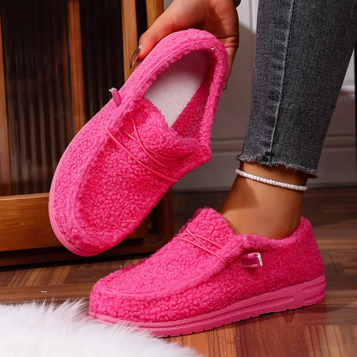 Damen Gefütterte Teddy-Fleece‑Hausschuhe mit gepolstertem Komfortfußbett und rutschfester Gummisohle – Lioré
