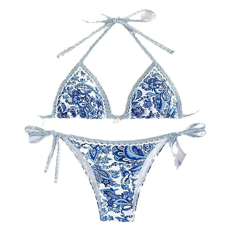 Damen Triangel-Bikini mit floralem Muster und verstellbaren Bändern Echo Archiv