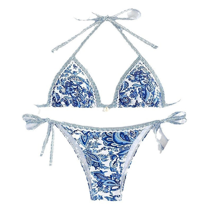 Damen Triangel-Bikini mit floralem Muster und verstellbaren Bändern Echo Archiv