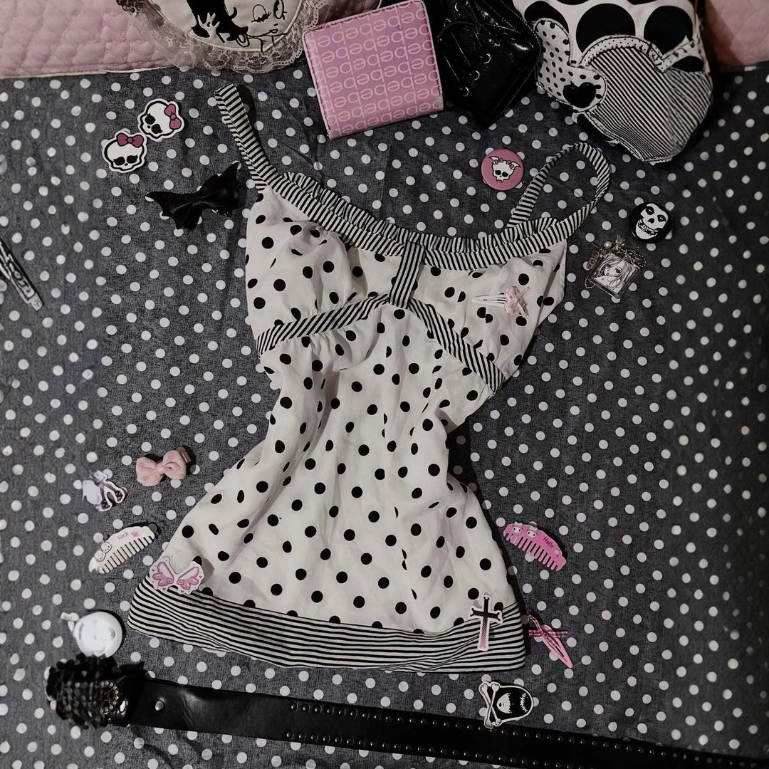 Damen Charmantes Polka-Dots Top Echo Archiv