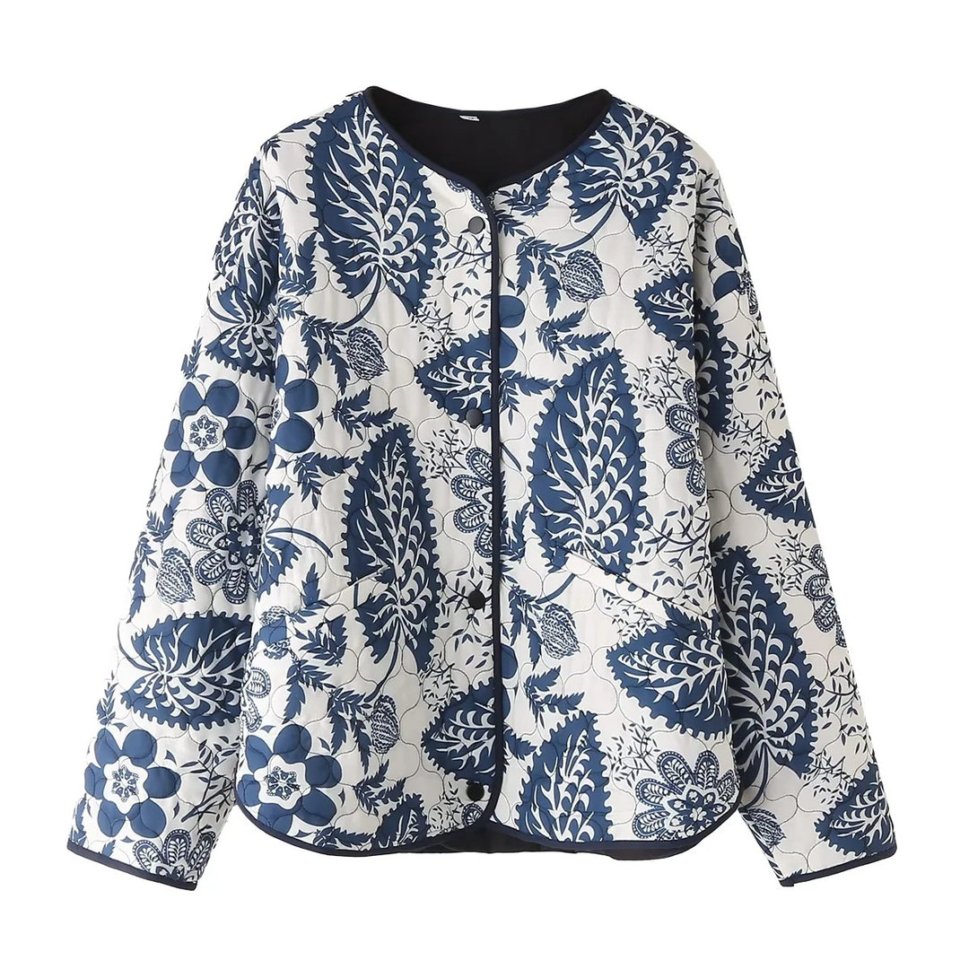 Damen nan gesteppte Kurzjacke im Kimono-Look mit floralem Steppmuster Echo Archiv