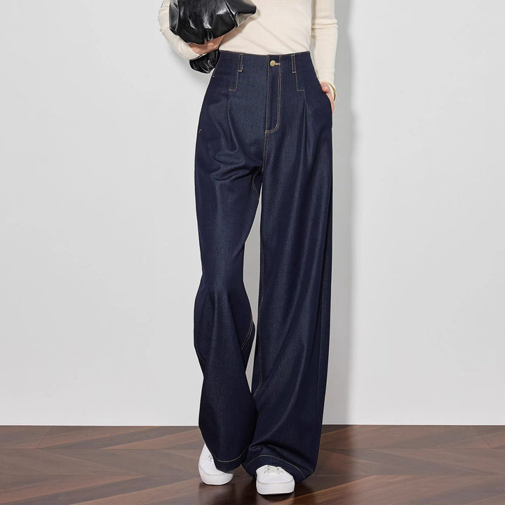 Damen Elegante Hohe Taillierte Wide-Leg Jeans Echoarchiv