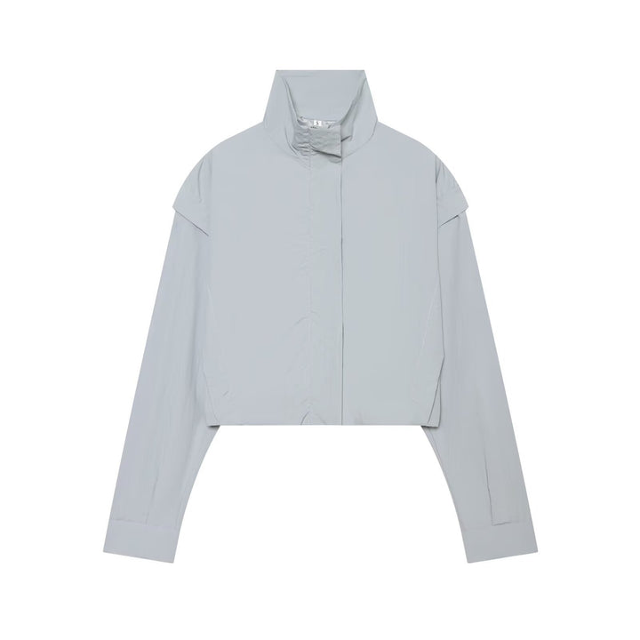 Damen Kurze funktionale Windjacke mit hohem Stehkragen und verdeckter Reißverschluss Echo Archiv