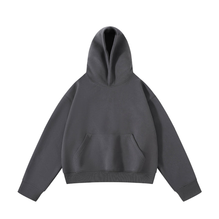 Unisex schwerer Oversize-Kapuzenpullover mit doppellagiger Kapuze Kängurutasche und breitem Rippbund Echo Archiv
