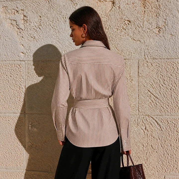 Damen Elegantes Wickeloberteil mit Streifen Echo Archiv