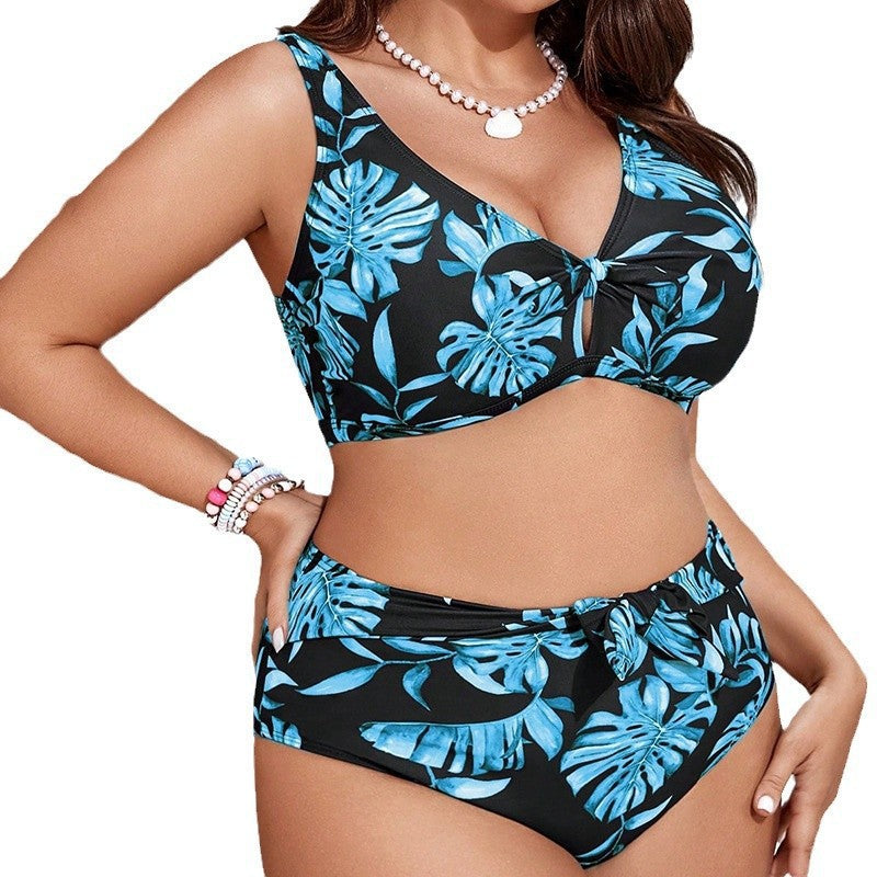 Damen Hochtailliertes Bikini-Set mit floralem Design und dekorativem Knoten Echo Archiv