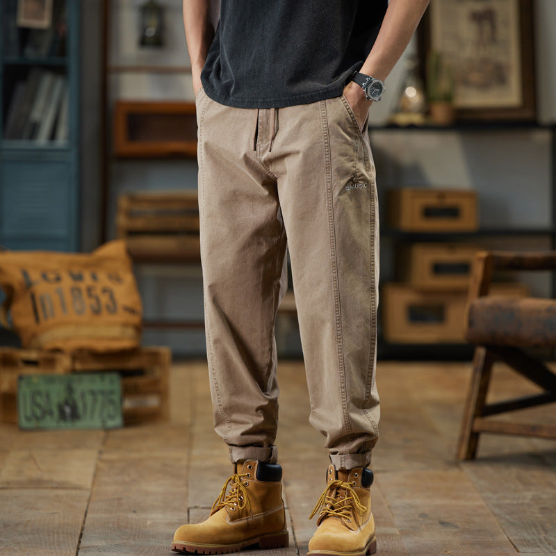 Herren Baumwoll-Twill Joggerhose im Tapered-Schnitt mit Tunnelzug und gekrempeltem Saum Echo Archiv
