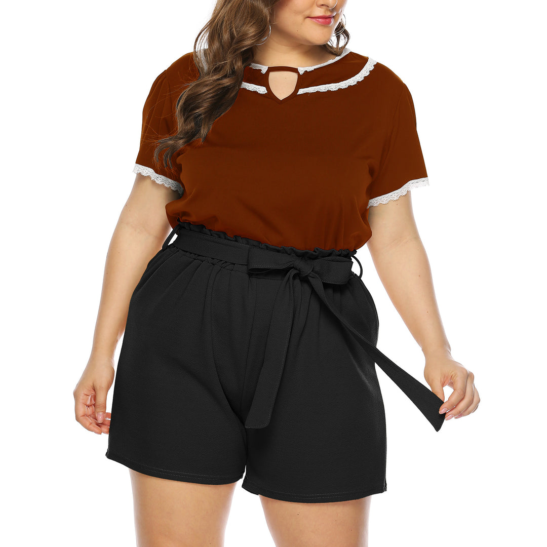 Damen modisches Oberteil mit Rüschenärmel und eleganten Shorts Echo Archiv