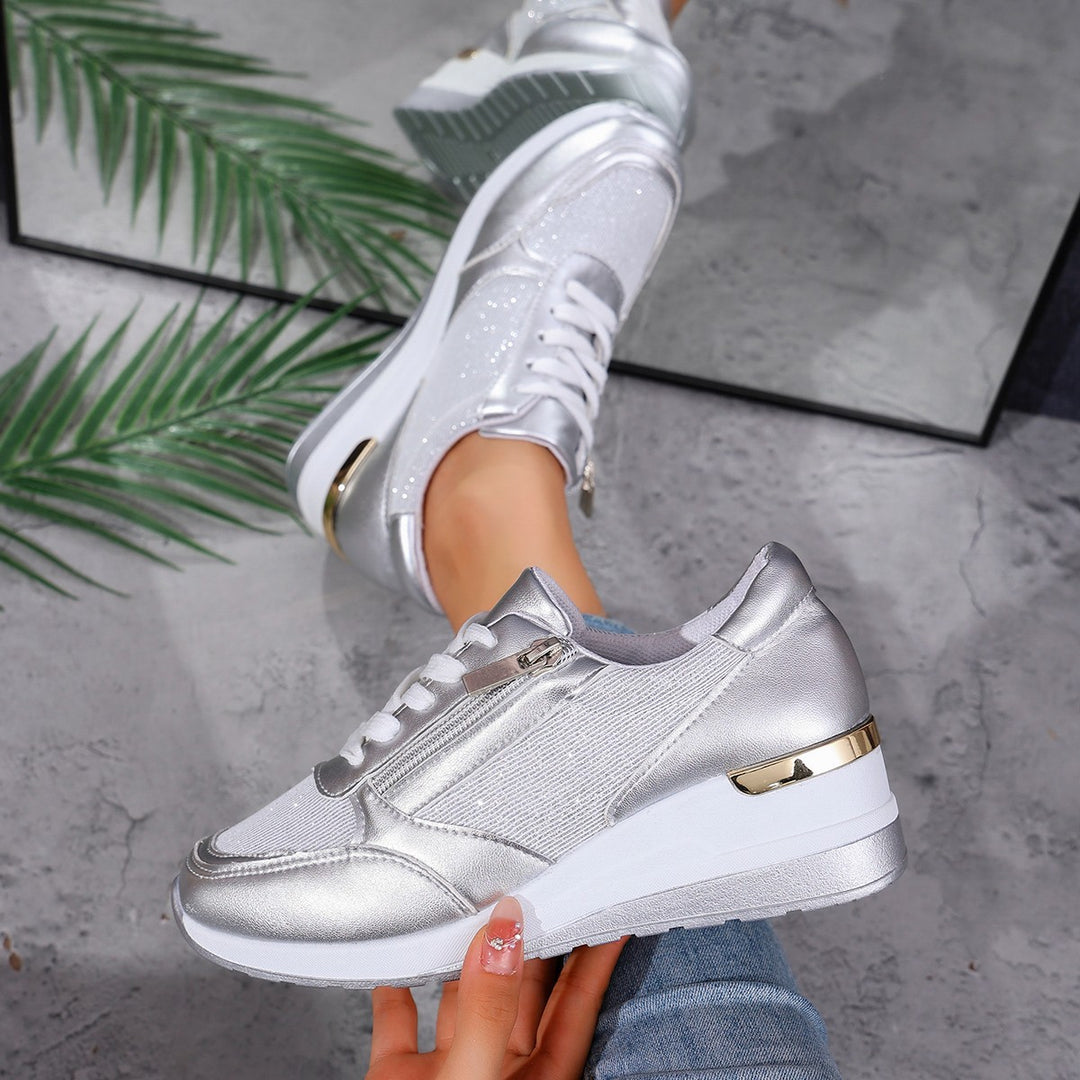 Damen Plateau-Sneaker mit Keilabsatz und Reißverschluss Echo Archiv