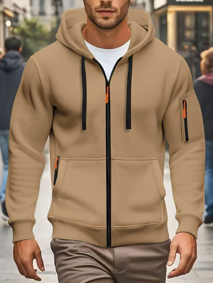 Herren sportliche Kapuzenjacke mit funktionalen Reißverschlusstaschen Echoarchiv