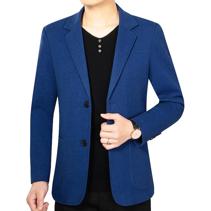Herren Strukturierter Strickblazer mit Reverskragen und aufgesetzten Taschen – Tianoro