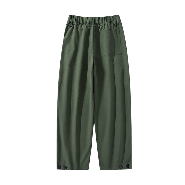 Damen weite Plissee-Hose mit hohem Bund, Gürtelschlaufen & verstellbaren Saumlaschen Echo Archiv