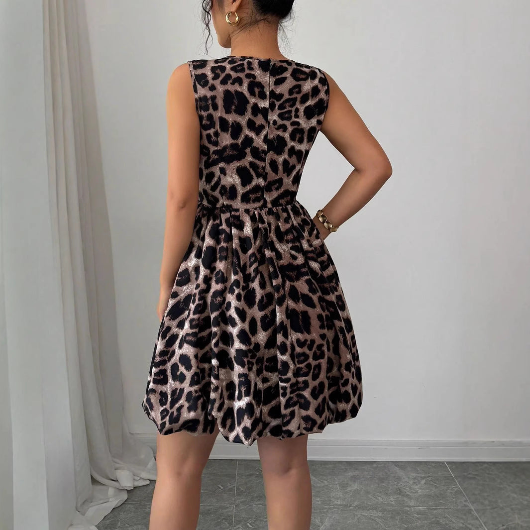 Damen nan kurzes Partykleid mit Leopardenmuster, floralen Applikationen und tailliertem Ballonrock Echo Archiv