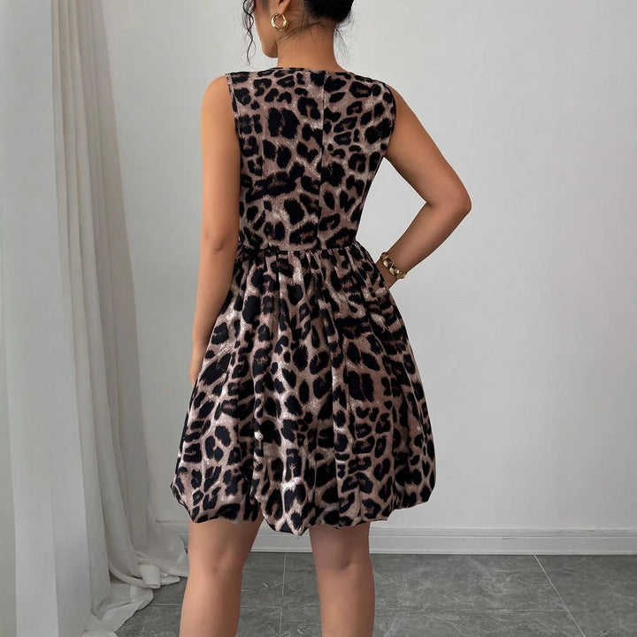 Damen nan kurzes Partykleid mit Leopardenmuster, floralen Applikationen und tailliertem Ballonrock Echo Archiv