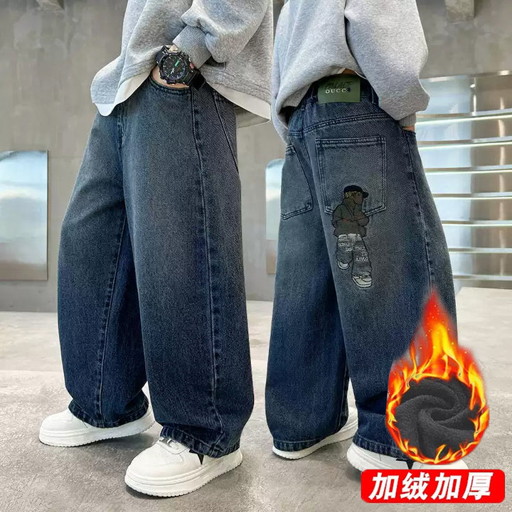 Unisex weite Denim-Hose mit einzigartigen Applikationen Echo Archiv
