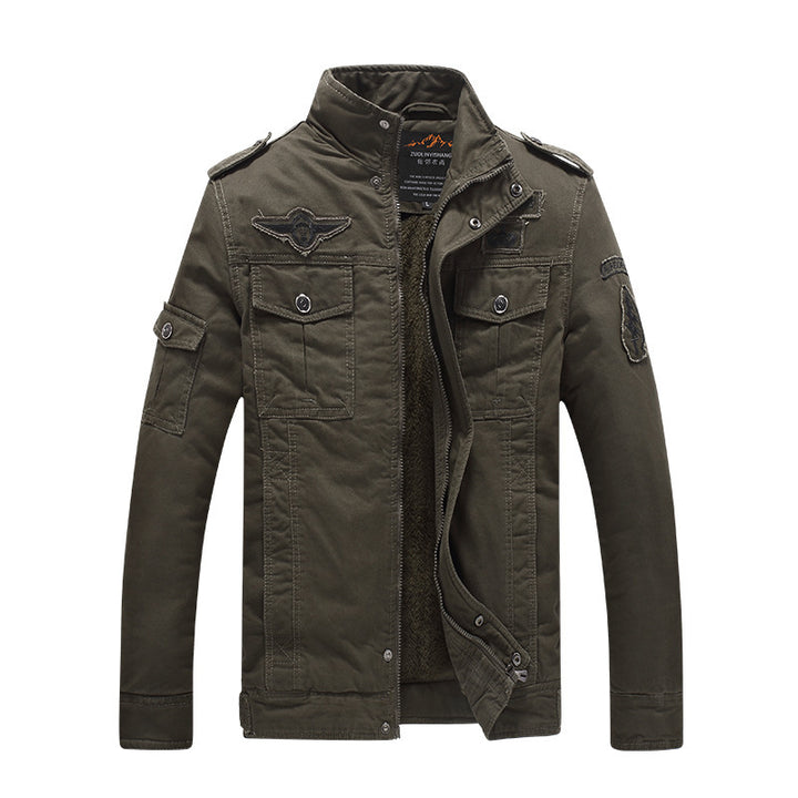 Herren Canvas-Fieldjacke mit Sherpa-Innenfutter, Utility-Taschen und Stehkragen – Taviero