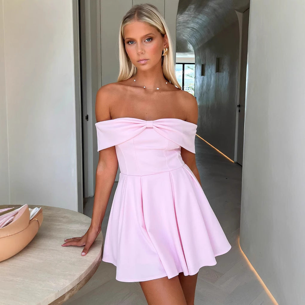 Damen Off-Shoulder Minikleid mit strukturiertem Oberteil und ausgestelltem Rock Echo Archiv