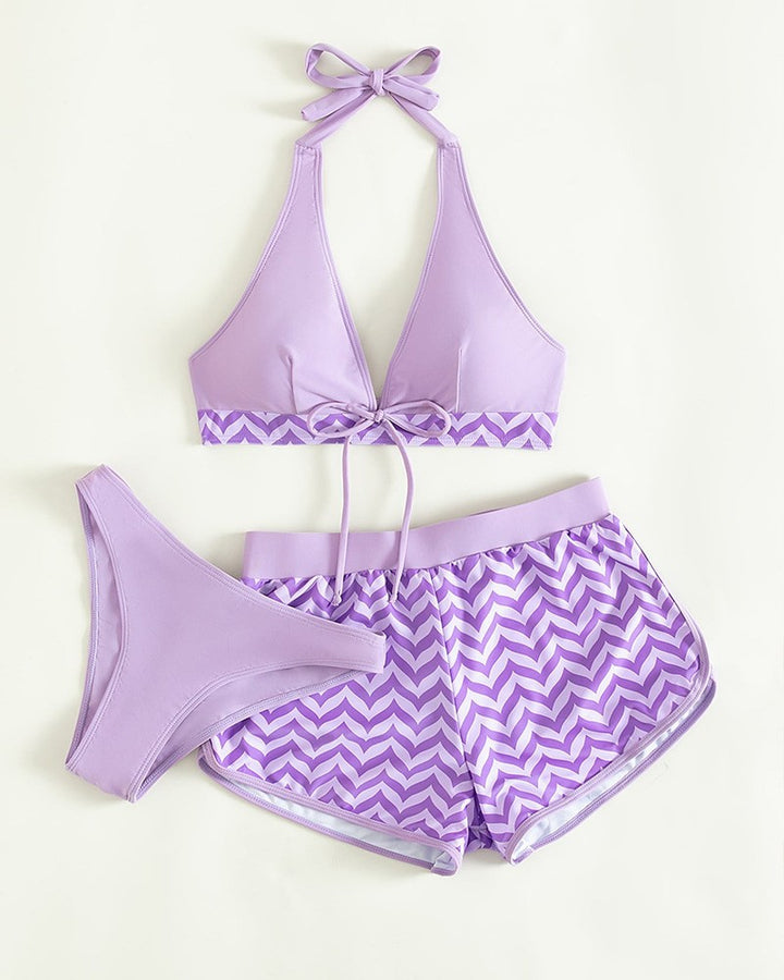 Damen Sport-Bikini-Set mit hoch geschnittenem Oberteil und komfortablen Shorts Echo Archiv
