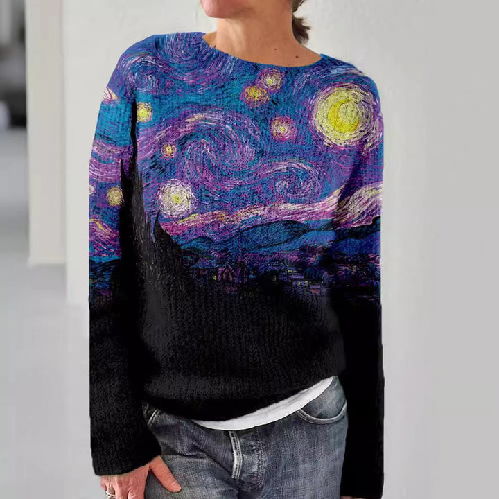 Damen nan bestickter Strickpullover mit reliefartiger Blumenstickerei und Rundhalsausschnitt Echo Archiv