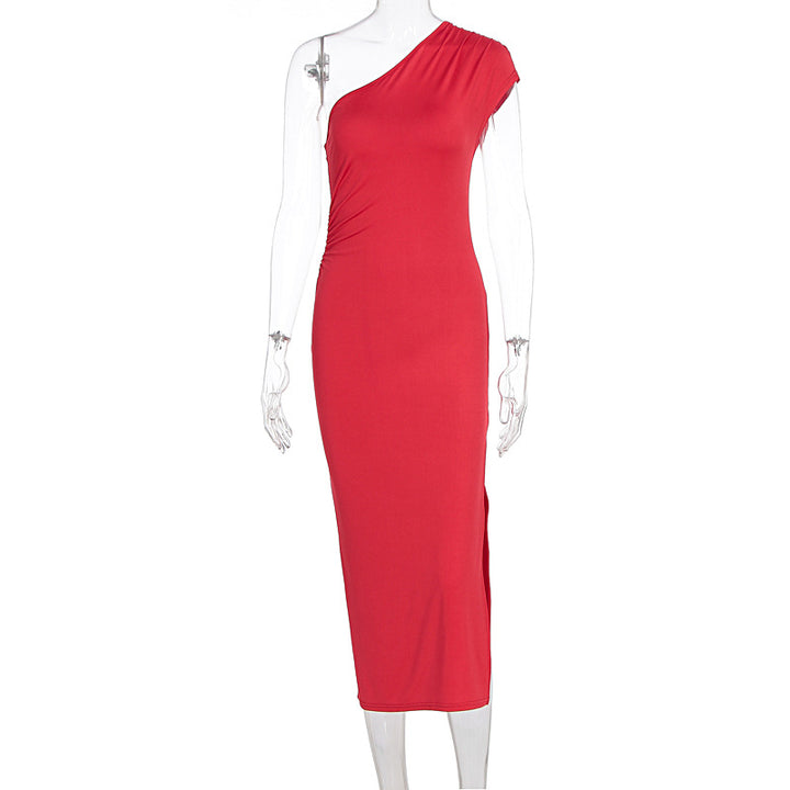 Damen Elegantes ärmelloses Wickelkleid mit asymmetrischem Schnitt Echo Archiv