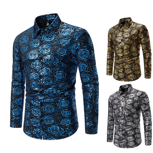 Herren Langarmhemd mit floralem Gold-Design Echoarchiv
