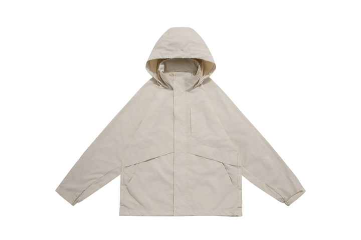 Unisex Weite wasserabweisende Kapuzenparka mit verdeckter Reißverschlussblende und Klappentaschen Echoarchiv