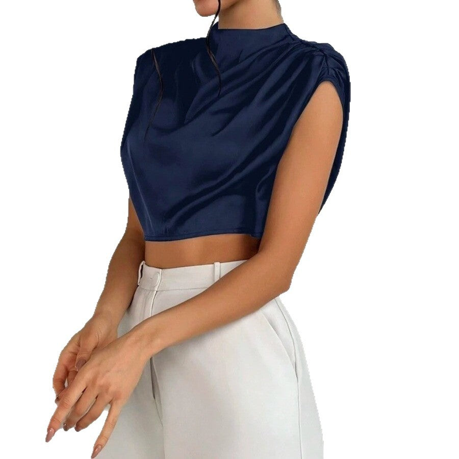 Damen elegantes Oberteil mit weichen Stofffalten und Rückenausschnitt Echo Archiv