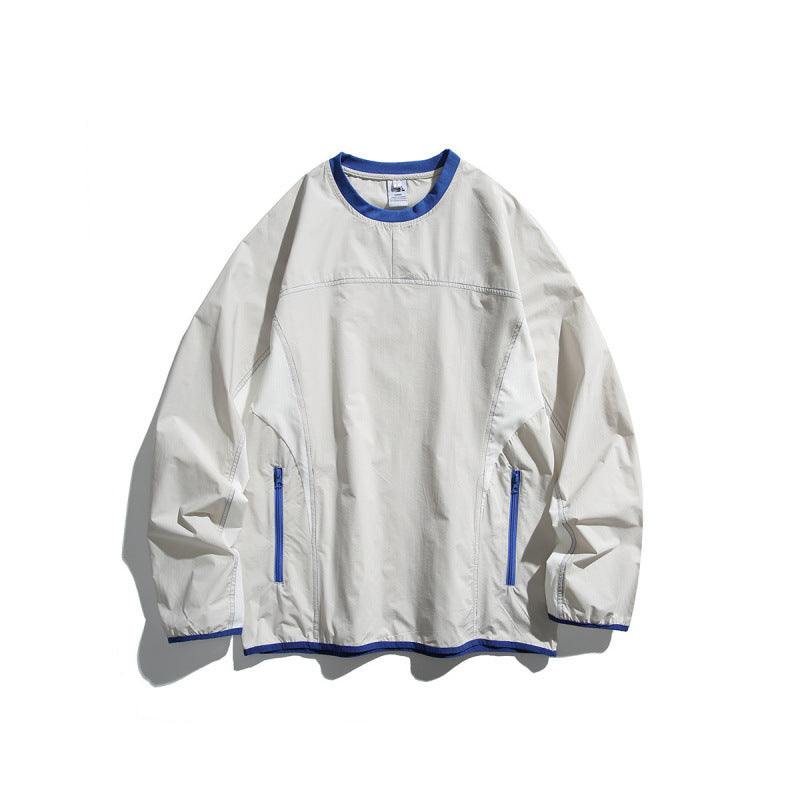 Unisex Leichter technischer Oversize-Pullover mit Rundhalsausschnitt, Reißverschlusstaschen und kontrastierten Abschlüssen Echo Archiv