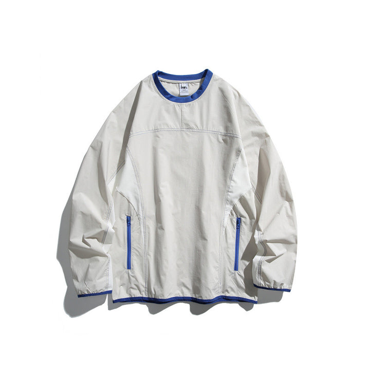 Unisex Leichter technischer Oversize-Pullover mit Rundhalsausschnitt, Reißverschlusstaschen und kontrastierten Abschlüssen Echo Archiv
