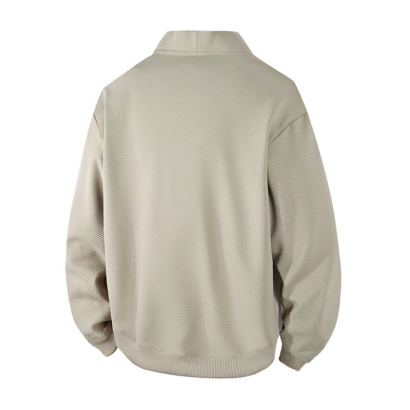 Herren strukturierter Strickcardigan-Jacke mit durchgehendem Knopfverschluss und aufgesetzten Taschen – Taviero