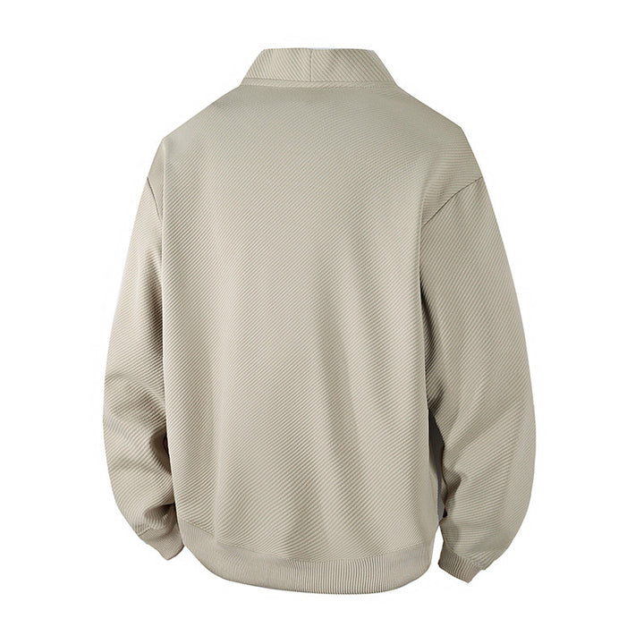 Herren strukturierter Strickcardigan-Jacke mit durchgehendem Knopfverschluss und aufgesetzten Taschen – Taviero
