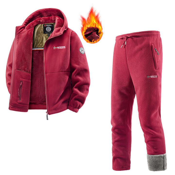 Herren Thermo-Fleece-Set mit Kapuzenjacke, Sherpa-gefüttert und elastischer Jogginghose – Marzano